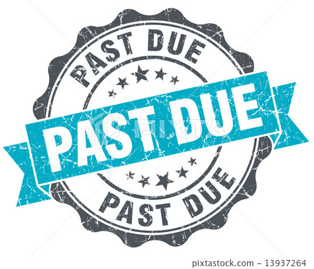 past due vintage turquoise seal isolated on white 13937264