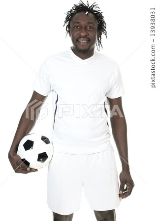 Portrait Of Happy Soccer Player Isolated Over White Background Portrait Of Happy Soccer Player Isolated Over White Background 13938031