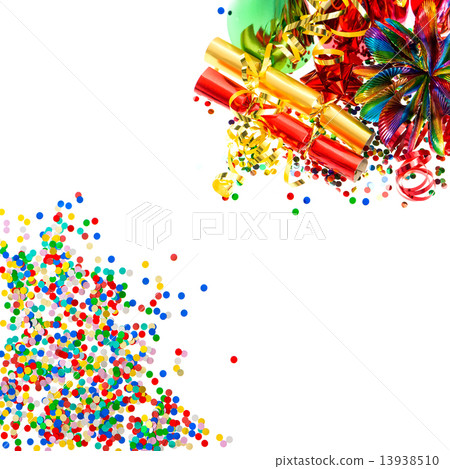 colorful party garlands, streamer and confetti 13938510