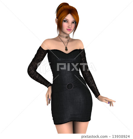 A woman in a black dress - Stock Illustration [13938924] - PIXTA