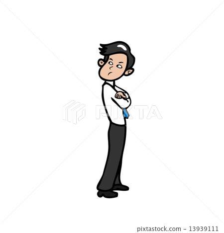 Businessman cross his hands and glance 13939111