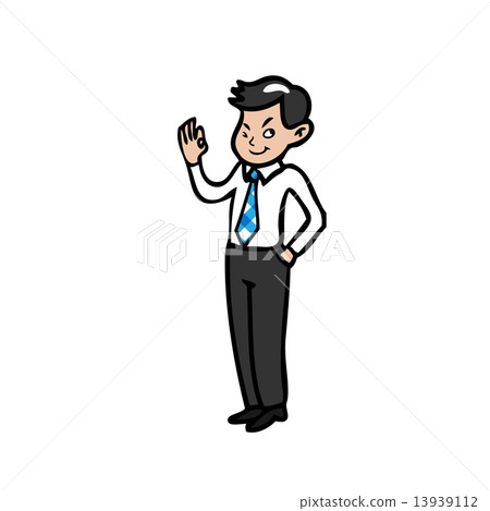 Businessman hand ok sign and blink eye 13939112