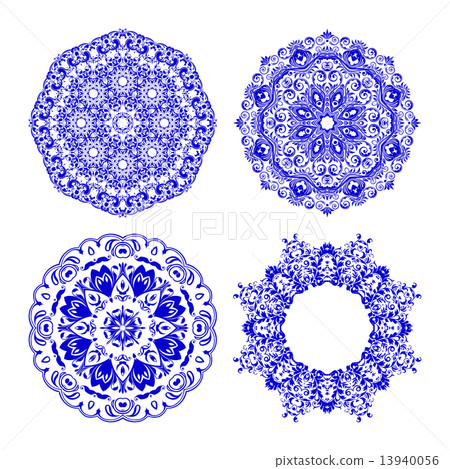 Abstract vector circle floral ornamental border. 13940056