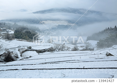 Snowy rice terrace Snowy rice terrace 13941427