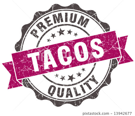 tacos grunge violet seal isolated on white 13942677