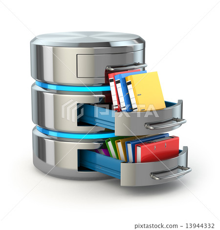 Database storage concept. Hard disk icon with folders  isolated 13944332