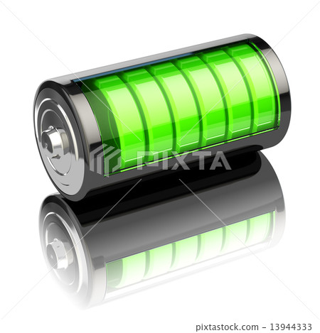 Battery charge level indicators isolated on white. Charging. 13944333