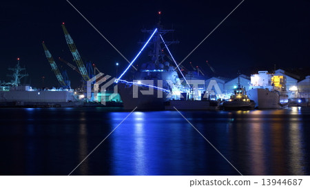 Yokosuka Port US Navy Aegis Vessel Lassen Destroyer-LASSEN missile destroyer night view Yokosuka Port US Navy Aegis Vessel Lassen Destroyer-LASSEN missile destroyer night view 13944687