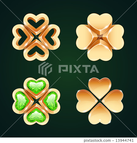 Vector Golden Four-leaf Clovers Set1 Vector Golden Four-leaf Clovers Set1 13944741