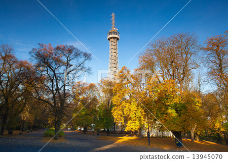 Famous Lookout tower on Petrin Hill in Prague 13945070