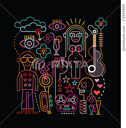 Abstract art composition on black background 13945609