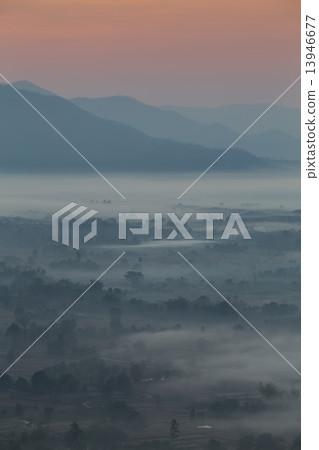 fog and cloud mountain valley sunrise landscape 13946677