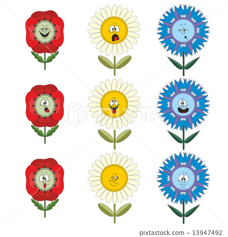 Funny flowers with different emotions 017 13947492