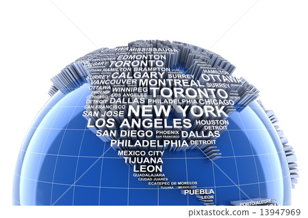 Earth with names of major cities in the world Earth with names of major cities in the world 13947969