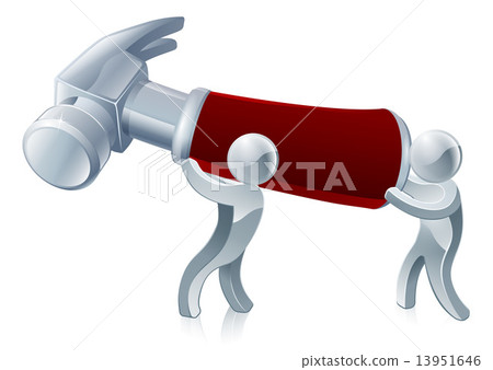 Two men holding hammer 13951646
