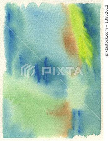 Abstract hand-painted watercolor background of green, brown and blue Abstract hand-painted watercolor background of green, brown and blue 13952012
