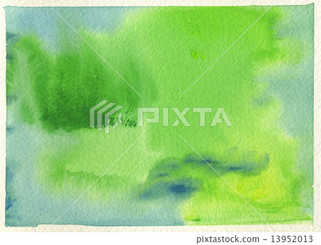 Abstract hand painted watercolor background texture of green and blue 13952013