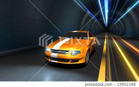Sports car racing in a tunnel Sports car racing in a tunnel 13952198