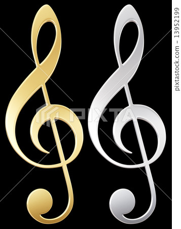 Treble clef .Gold and silver Treble clef .Gold and silver 13952199