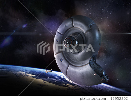Alien space ship in form of seashell 13952202