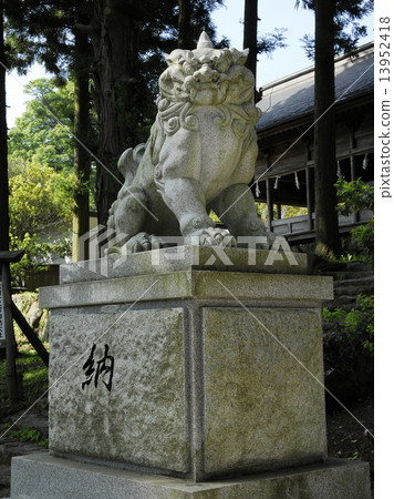 Suwa Taisha Shrine Shinto guardian dog at the main shrine Suwa Taisha Shrine Shinto guardian dog at the main shrine 13952418