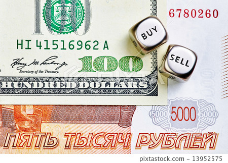 Dices cubes, RUB, USD  banknotes 13952575