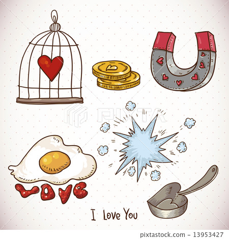 Doodle set elements of Valentines Day - Stock Illustration [13953427 ...