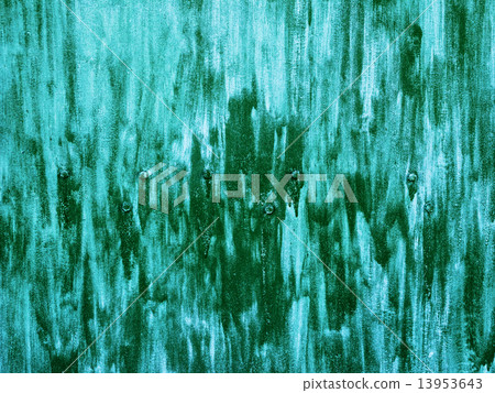 Green and white painted metal background with bolts 13953643