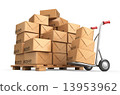 Cardboard boxes on pallet. Cargo, delivery and transportation 13953962