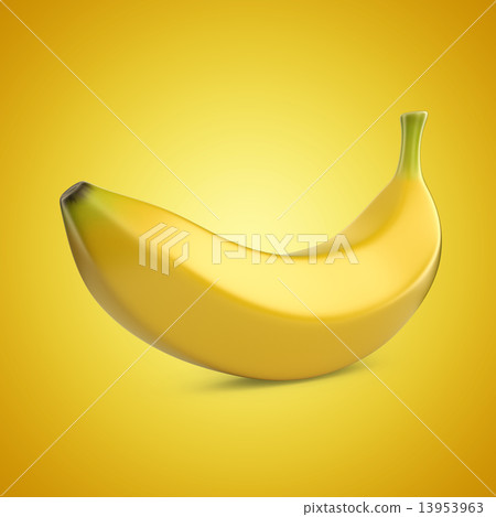 Banana fruit on yellow background 3D Banana fruit on yellow background 3D 13953963