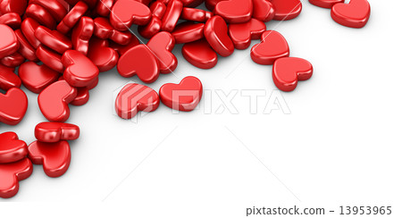 Pile of love hearts 3D. Valentine's day background, isolated 13953965