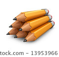 Pile of pencil. 3D icon isolated on white background 13953966