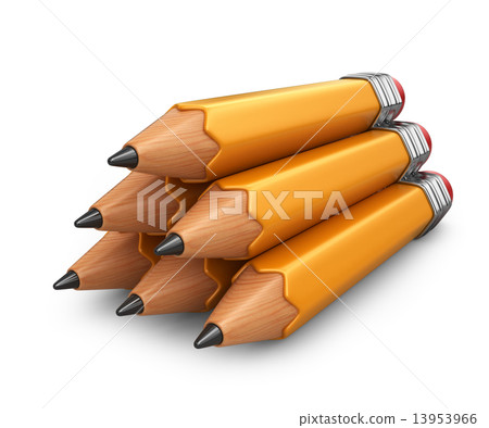 Pile of pencil. 3D icon isolated on white background Pile of pencil. 3D icon isolated on white background 13953966