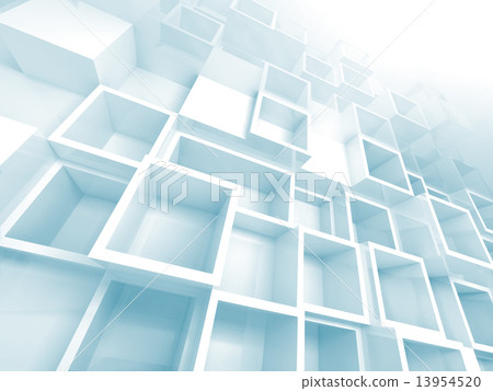 3d background with white and light blue empty shelves 3d background with white and light blue empty shelves 13954520