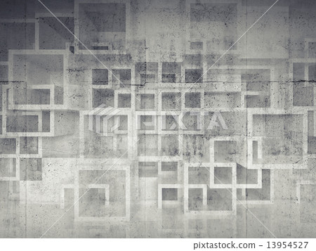 Abstract chaotic square cells structure on concrete wall Abstract chaotic square cells structure on concrete wall 13954527