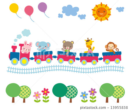 Materials for children Animals on train 13955838