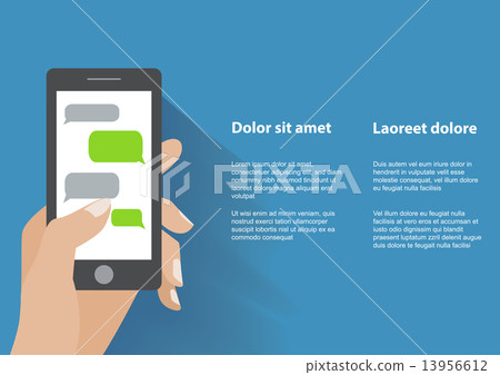 Hand holding smartphone with blank speech bubbles - Stock Illustration ...