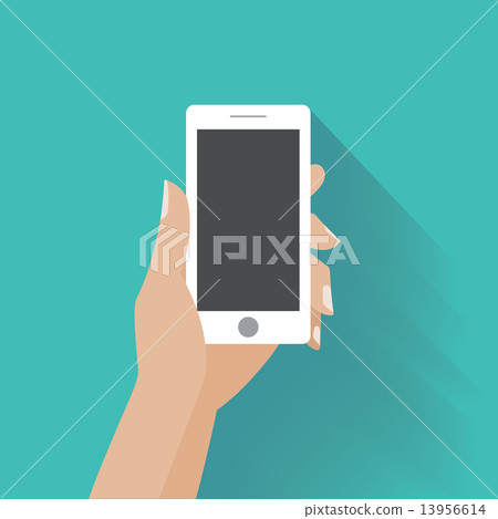 Hand holding smartphone with blank screen - Stock Illustration ...