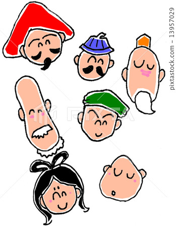 Seven Lucky Gods (hand drawing + PC coloring) 13957029