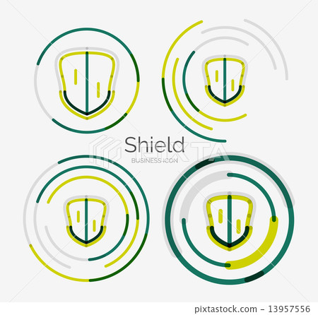 Thin line neat design logo, shield icon set - Stock Illustration ...