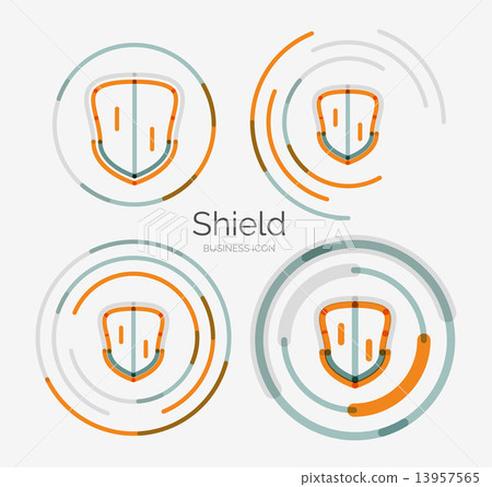 Thin line neat design logo, shield icon set - Stock Illustration ...