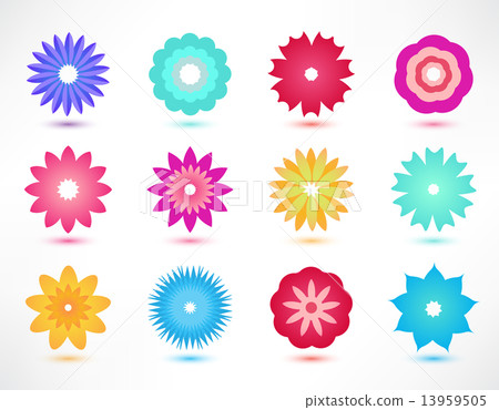 set of vector colorful flower icons - Stock Illustration [13959505] - PIXTA
