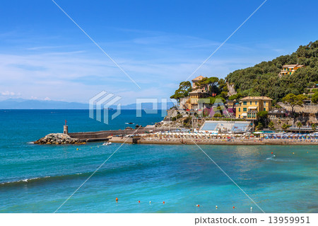 Town of Recco and Mediterranean sea in Italy. Town of Recco and Mediterranean sea in Italy. 13959951