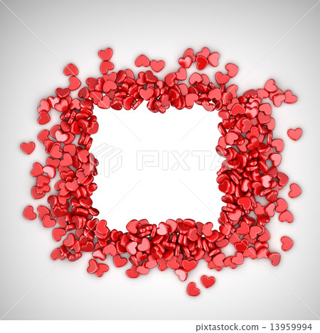 Frame of love hearts 3D. Valentine's day, isolated Frame of love hearts 3D. Valentine's day, isolated 13959994