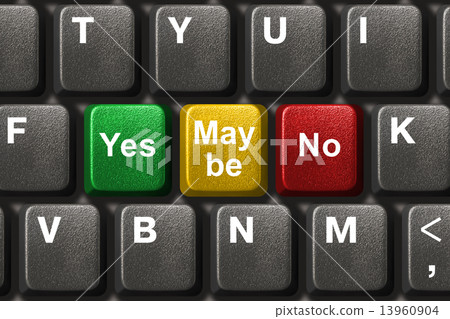 Computer keyboard with Yes, No and Maybe keys Computer keyboard with Yes, No and Maybe keys 13960904