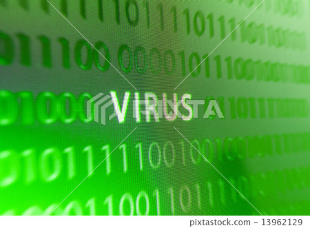 Virus inscription on monitor 13962129