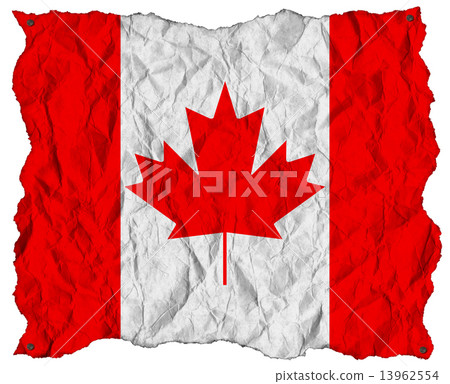 Canada Flag on Wrinkled Paper with Nails Canada Flag on Wrinkled Paper with Nails 13962554