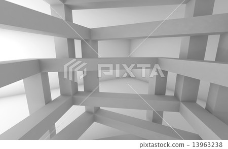 3d Abstract architecture background, white constructions 13963238