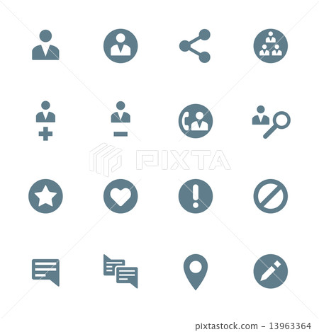 solid grey various social network actions icons set. solid grey various social network actions icons set. 13963364