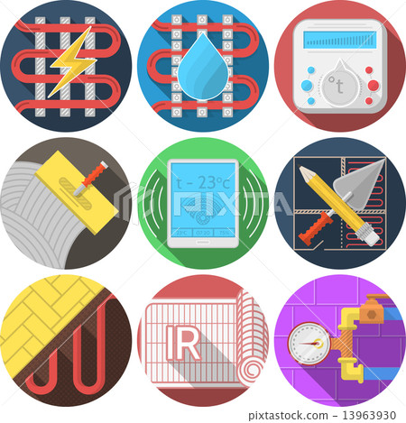 Colored icons vector collection for underfloor heating 13963930
